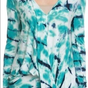 Young Fabulous & Broke Turquoise and White Blouse 1328